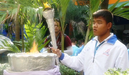 The flame of the Games is lit to start the competition.